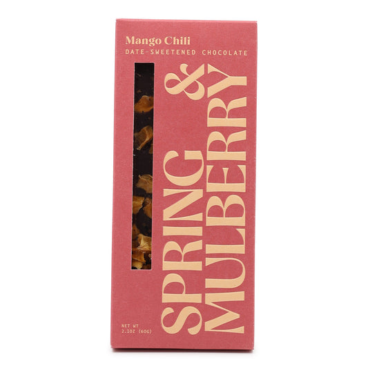 Spring and Mulberry Dark Chocolate with Mango, Urfa Chile, and Black Lime