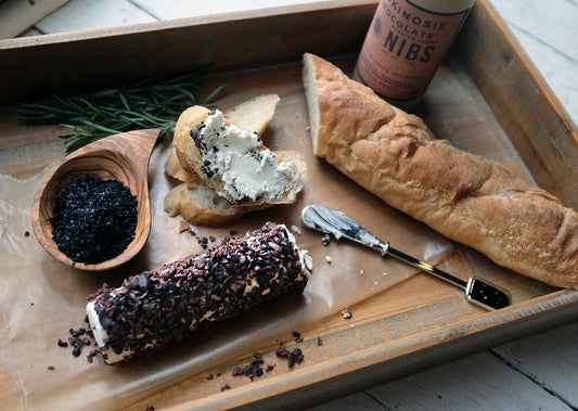Goat Cheese with Cacao Nibs & Black Diamond Flake Salt