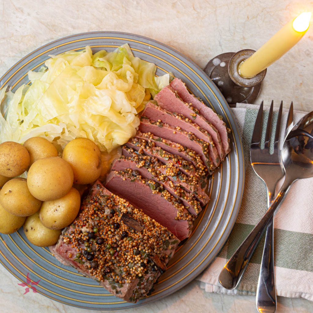 corned beef with potatoes and cabbage