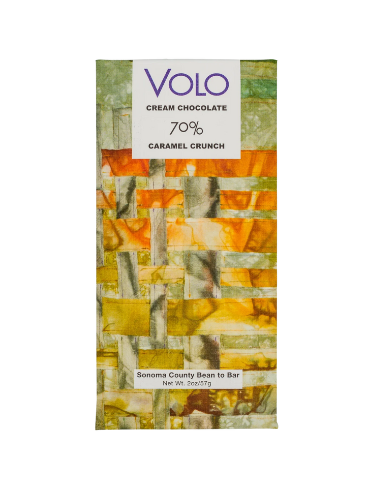 image of the front of Volo 73% Chocolate Caramel Crunch