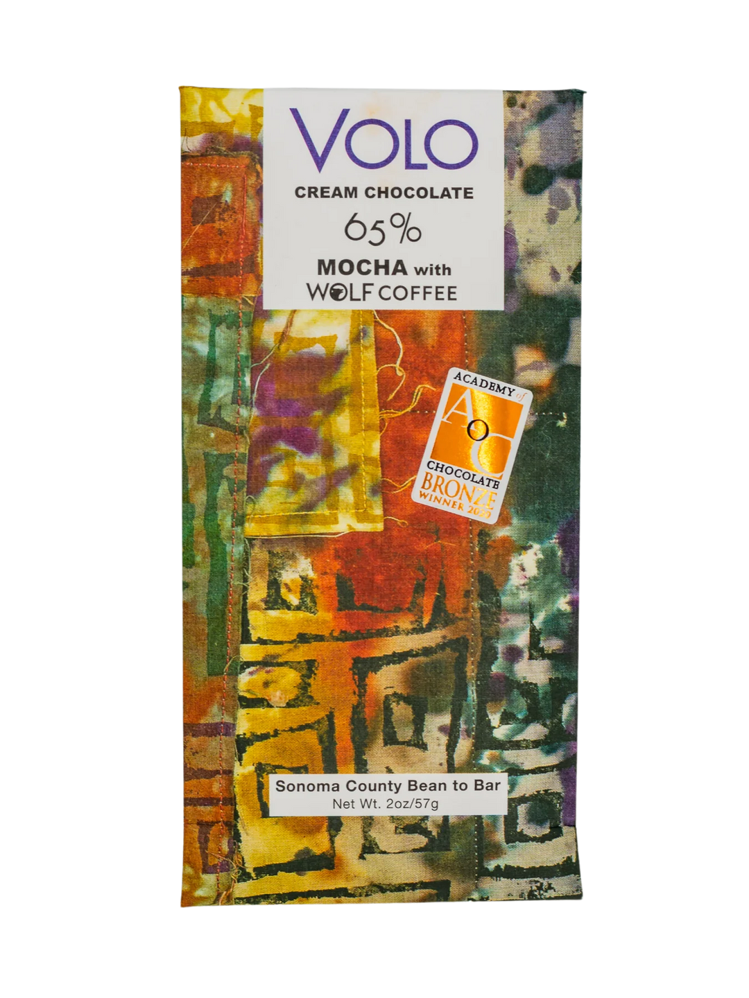 Image of the front of Volo 65% Coffee and Cream Dark Milk Chocolate 
