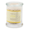 Glass jar with chili lime salt mix and label on a white background