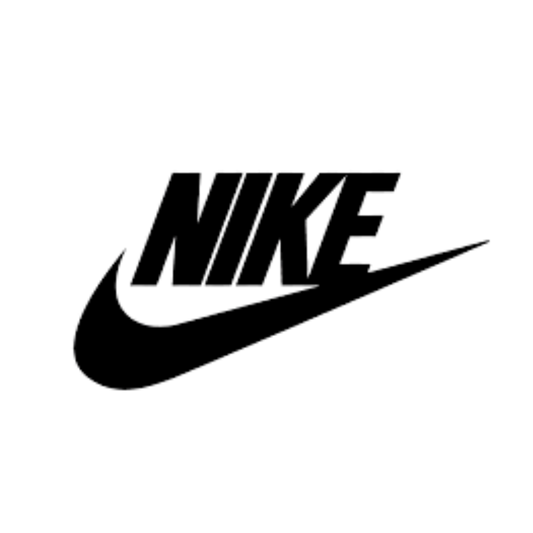 Black Nike logo on a white background