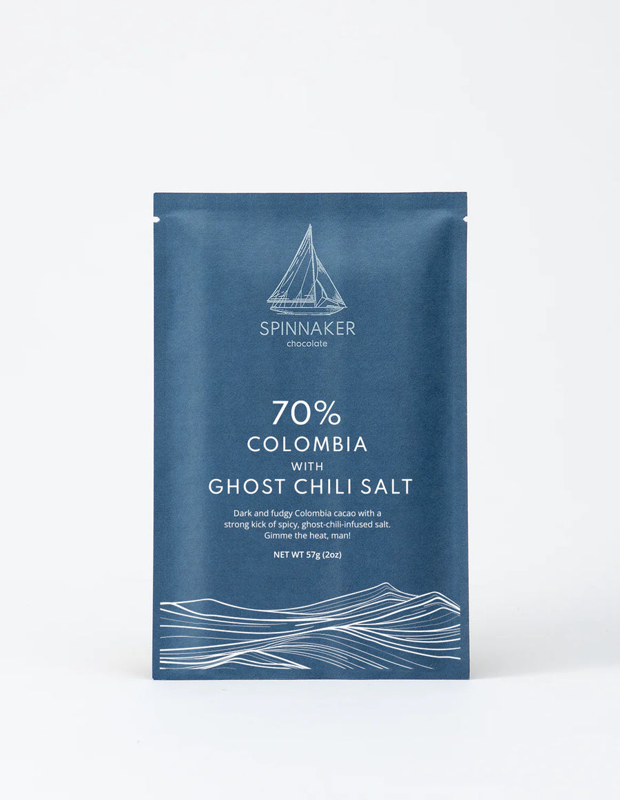 Spinnaker Chocolate Colombia 70% Dark Chocolate with Ghost Chili Sea Salt