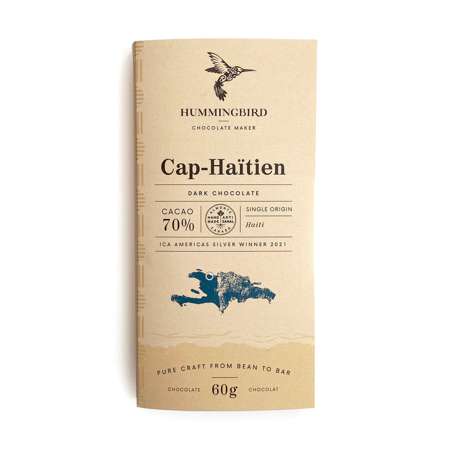 Image of Hummingbird Cap -Haïtian 70% Dark Chocolate - front
