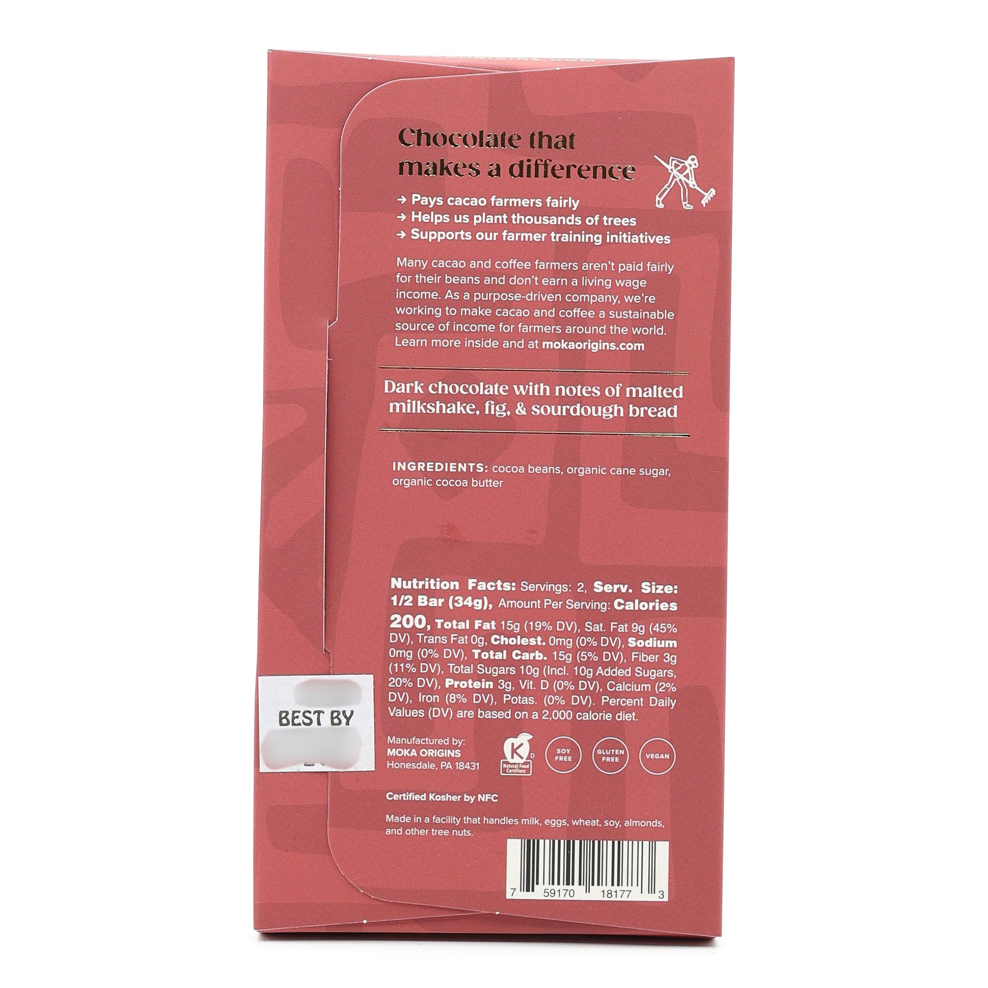 Moka Origins Cameroon 72% Dark Chocolate back