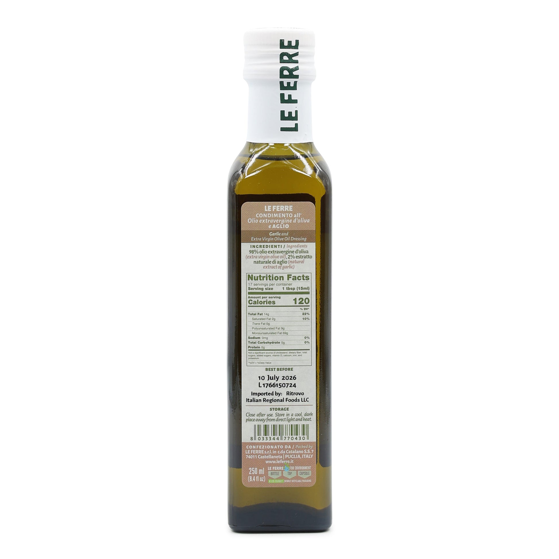Garlic Infused Extra Virgin Olive Oil from Italy