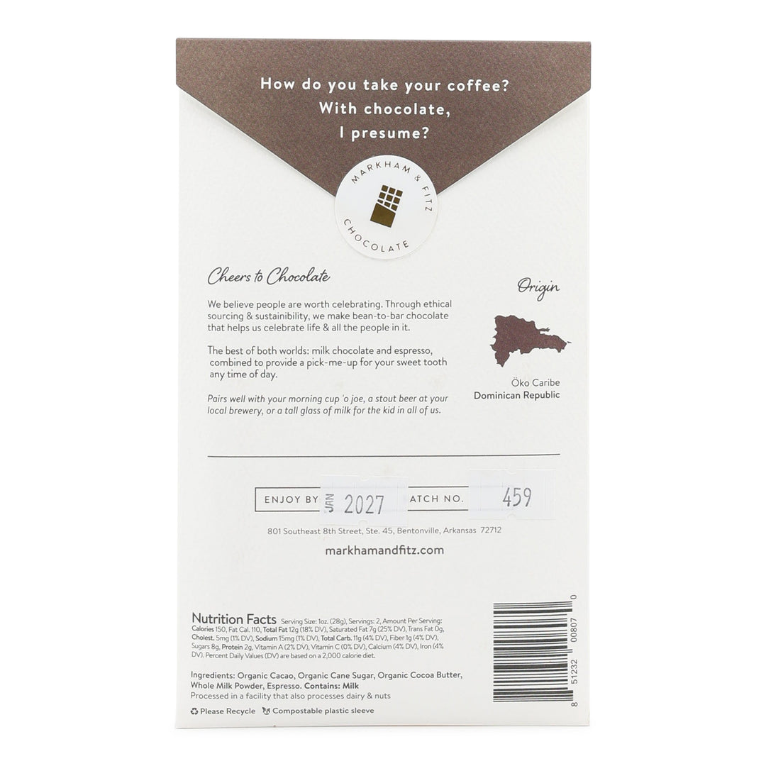 Markham & Fitz 52% Dark Milk Chocolate with Mocha
