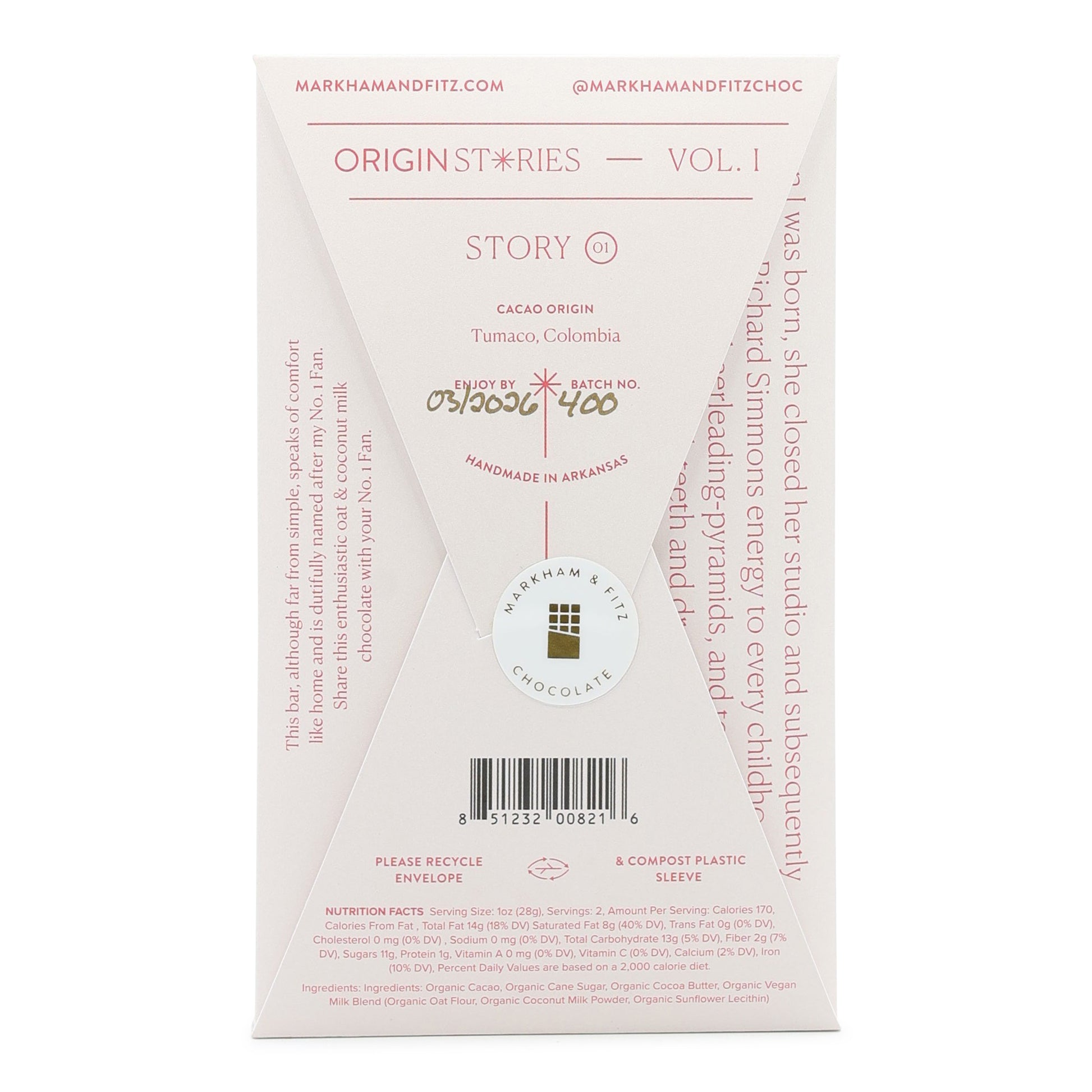 Markham & Fitz No. 1 Fan Coconut and Oat Milk Chocolate