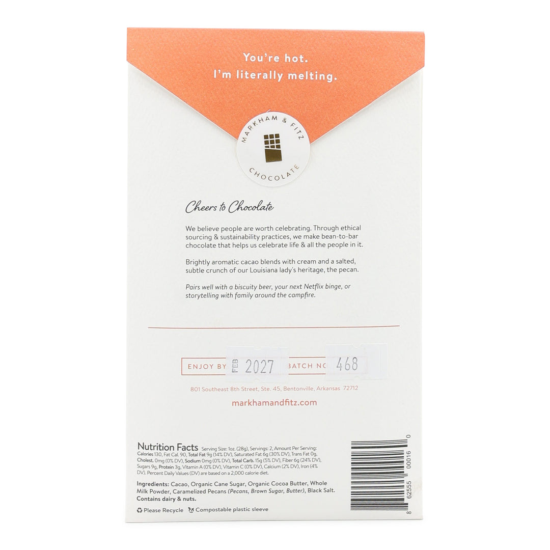 Markham & Fitz 52% Dark Milk Chocolate with Southern Pecan