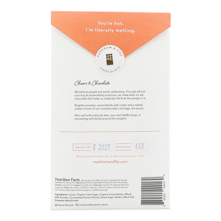 Markham & Fitz 52% Dark Milk Chocolate with Southern Pecan
