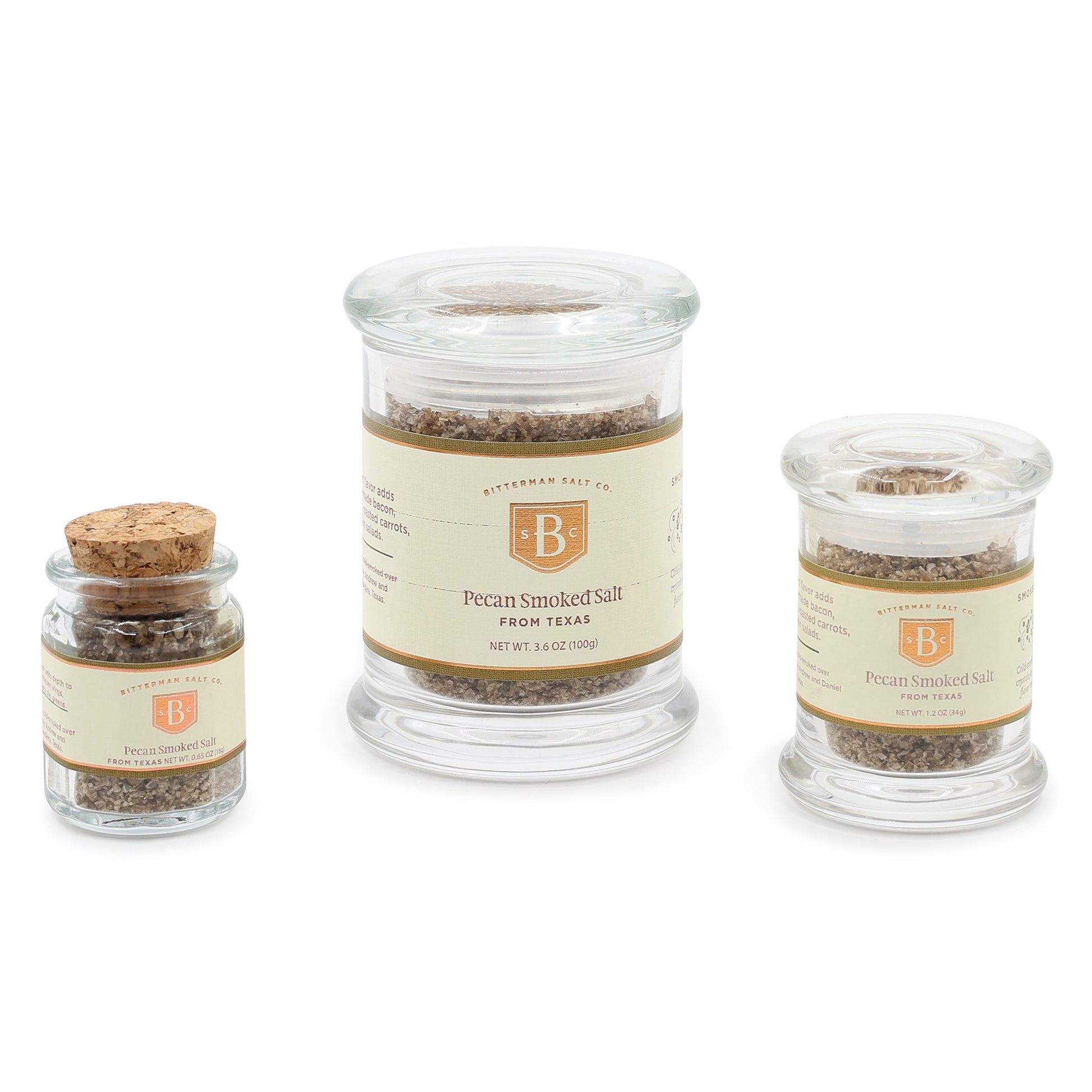 Pecan Smoked Salt set of three sizes