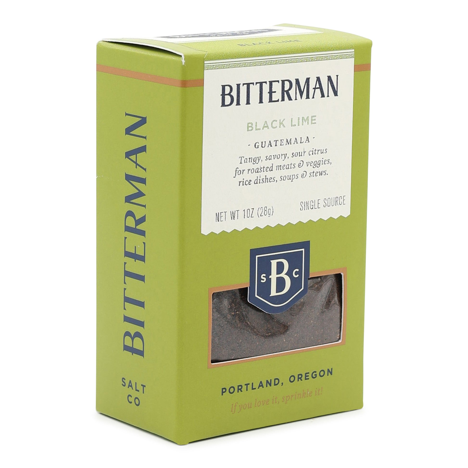 Bitterman salt packaging with green box and white label on a white background