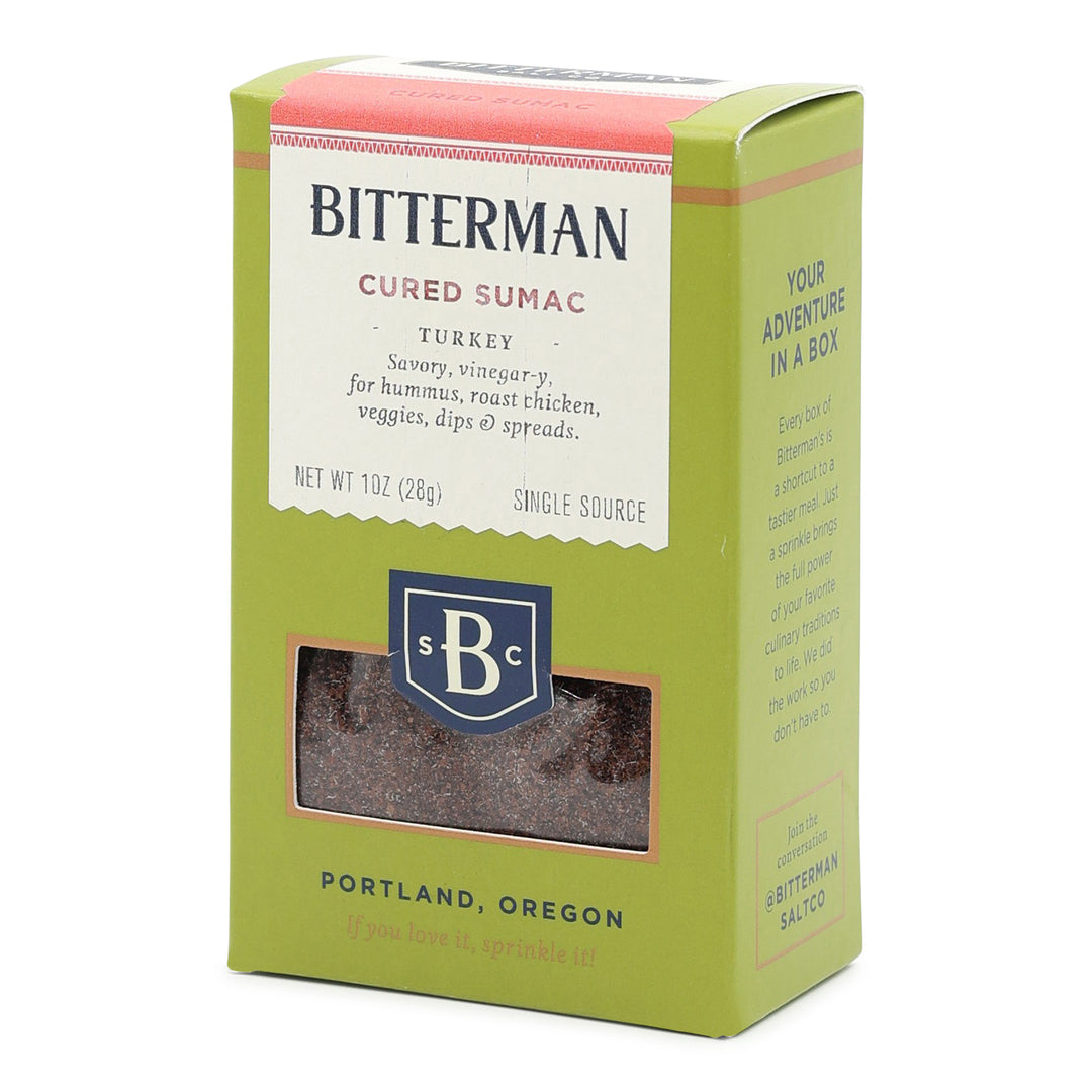 Bitterman Cured Sumac packaging on a white background