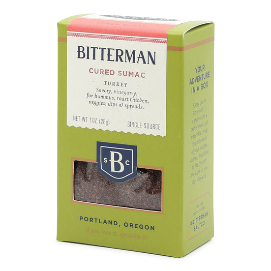Bitterman Cured Sumac packaging on a white background