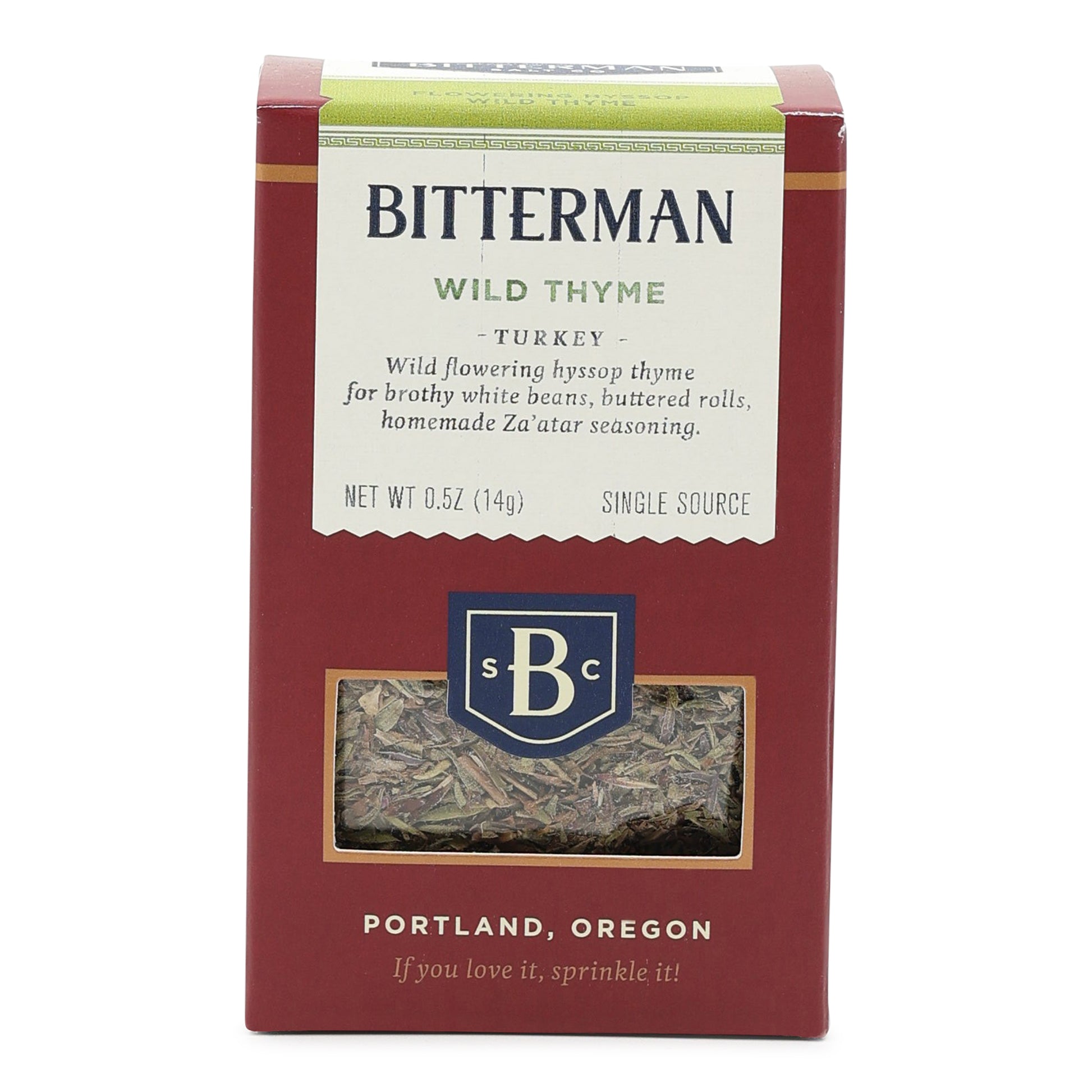Bitterman Wild Thyme packaging on a white background