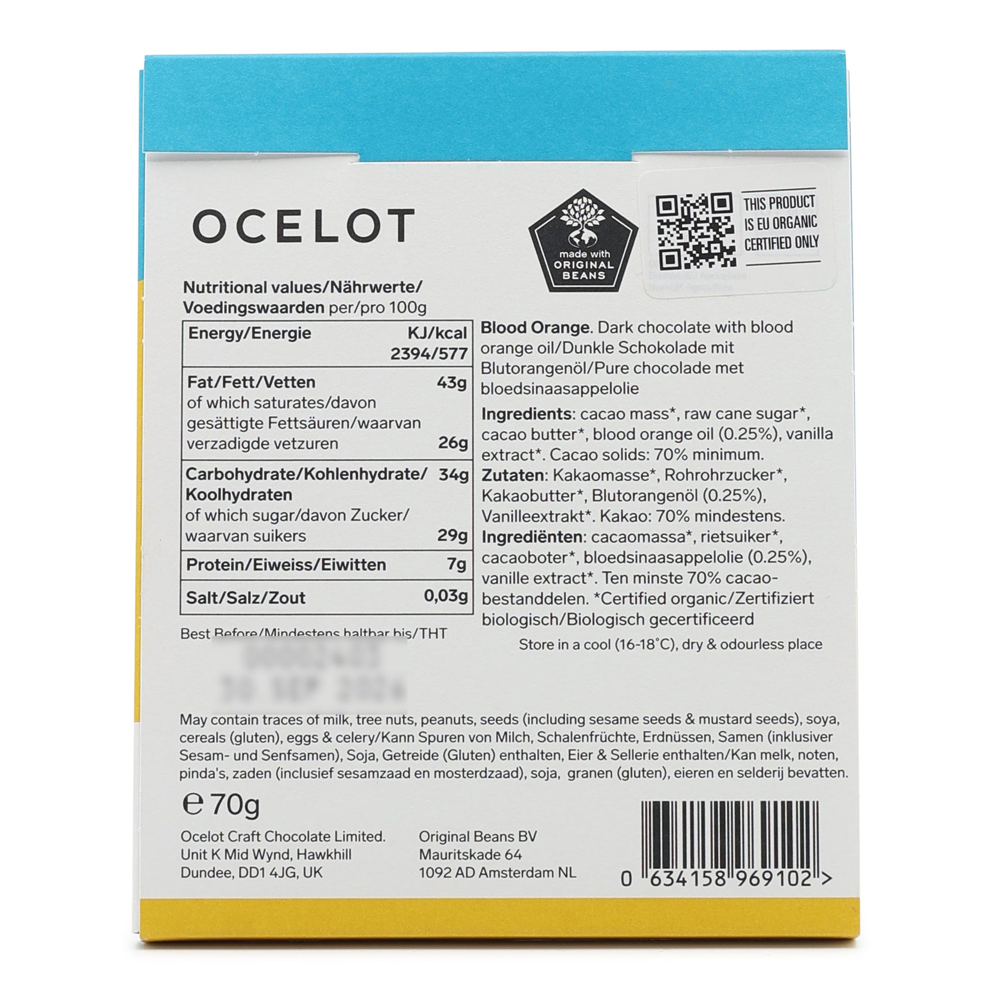 Ocelot 70% Dark Chocolate with Blood Orange
