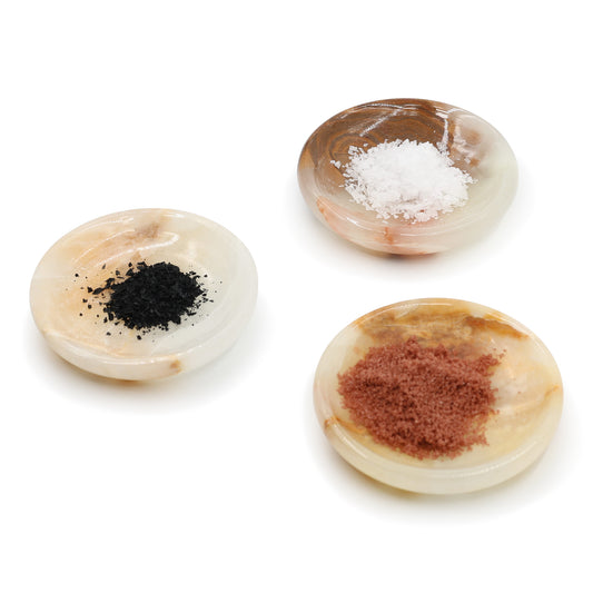 The Meadow Onyx Salt Cellar with salt