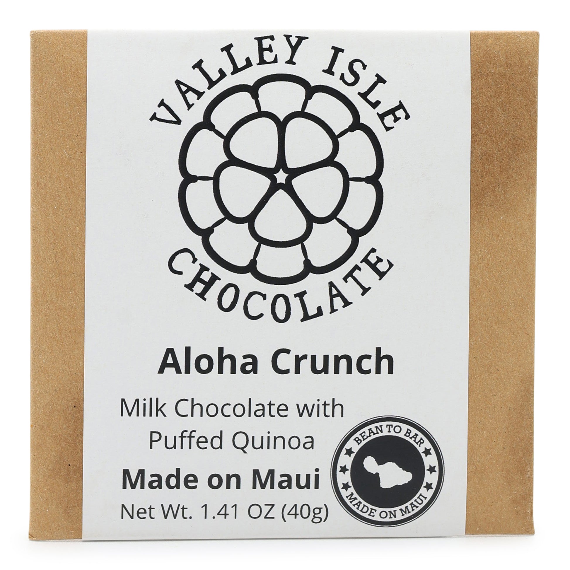 Valley Isle Chocolate "Aloha Crunch" 55% Dark Milk Chocolate with Puffed Quinoa