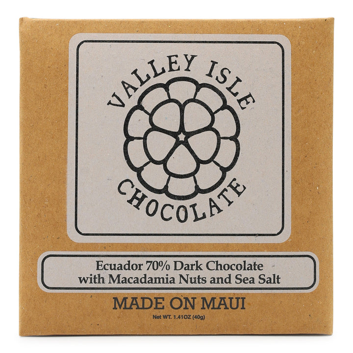 Valley Isle Chocolate 70% Ecuador Dark Chocolate with Macadamia Nuts and Sea Salt