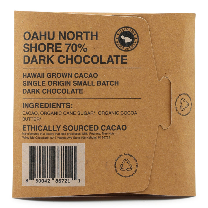 Valley Isle Chocolate 70% Oahu Dark Chocolate back