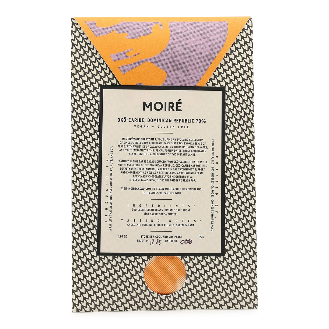 Moiré Chocolate Okö Caribe, Dominican Republic 70%  Dark Chocolate