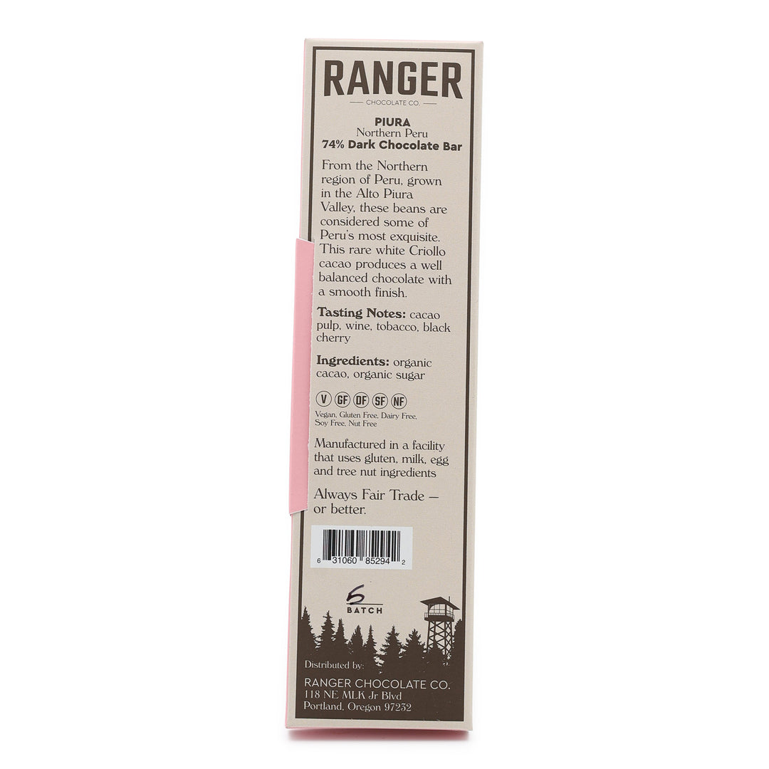 Ranger Piura Peru 74% Dark Chocolate back