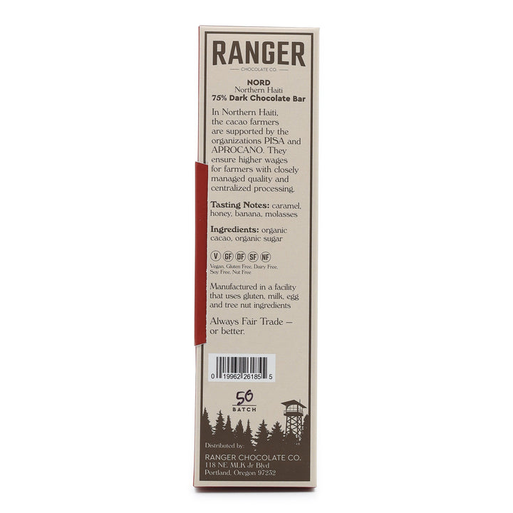 Ranger Nord Haiti 75% Dark Chocolate back