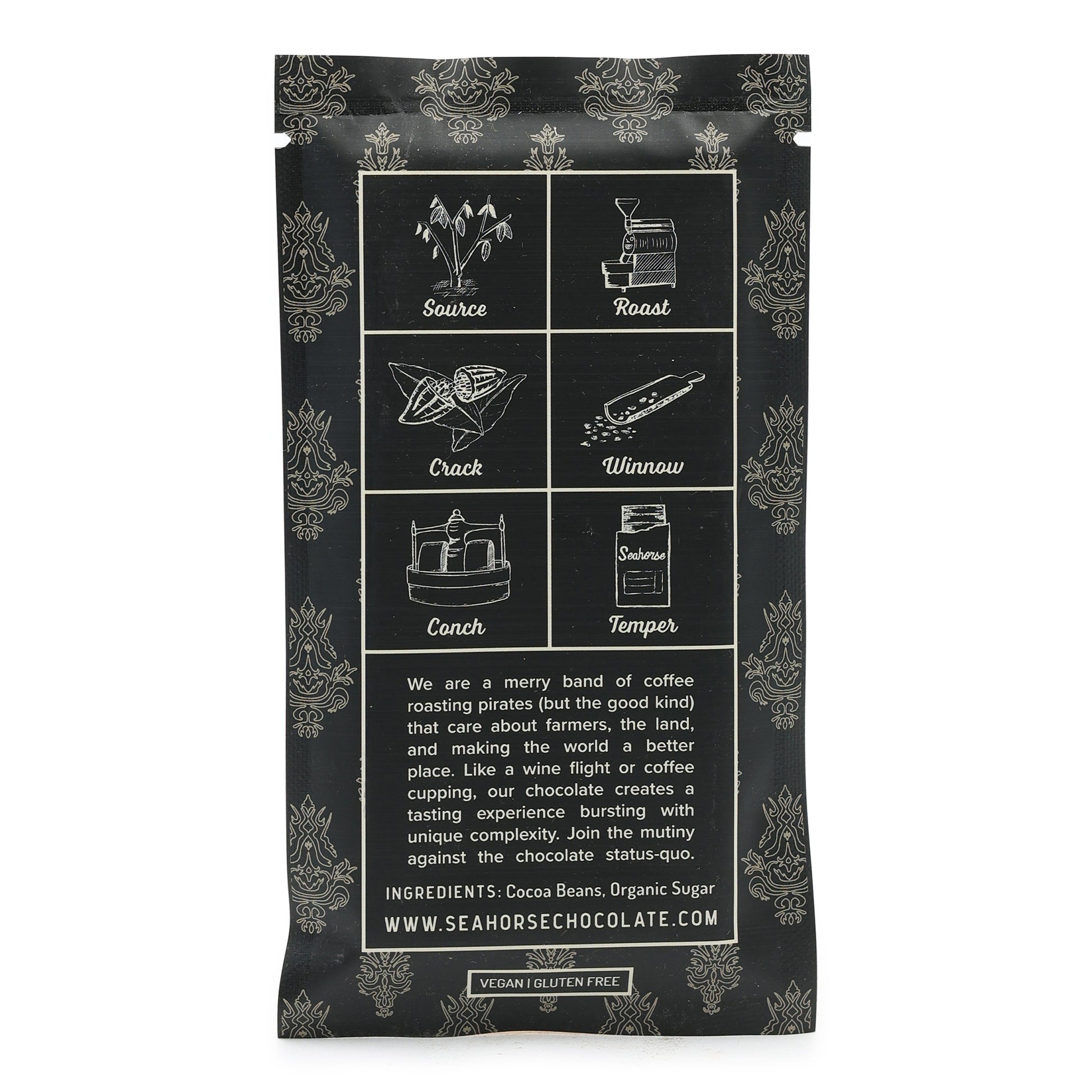 Seahorse Dominican Republic 70% Dark Chocolate back