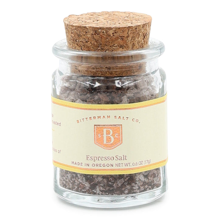 Bitterman's Espresso Flake Salt cork jar