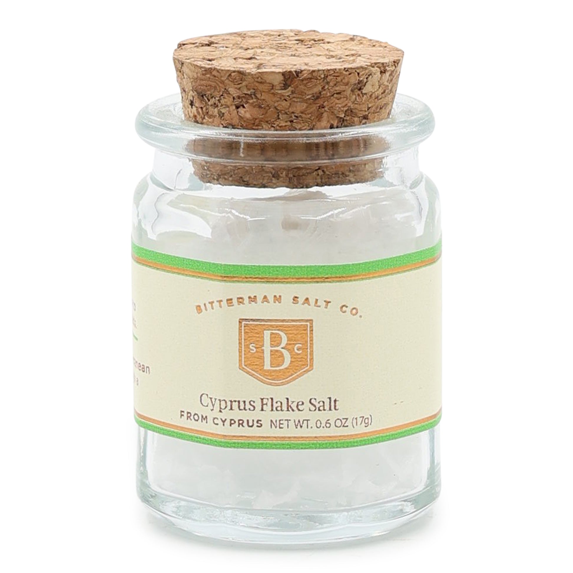 Cyprus Silver Flake Sea Salt cork jar