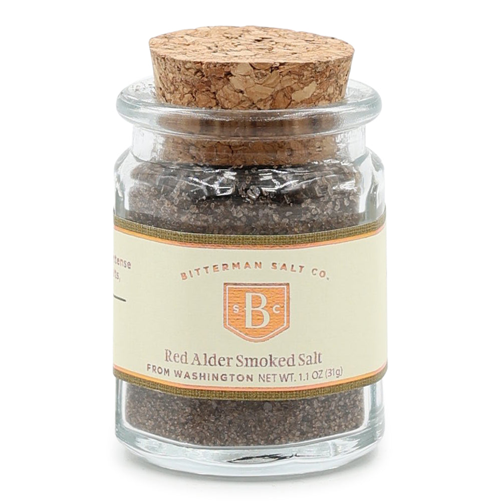 Red Alder Smoked Sea Salt cork jar