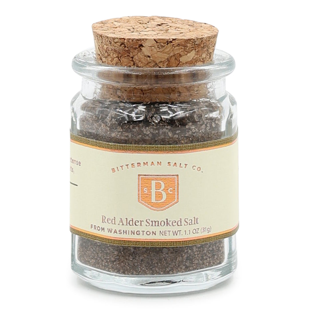 Red Alder Smoked Sea Salt cork jar