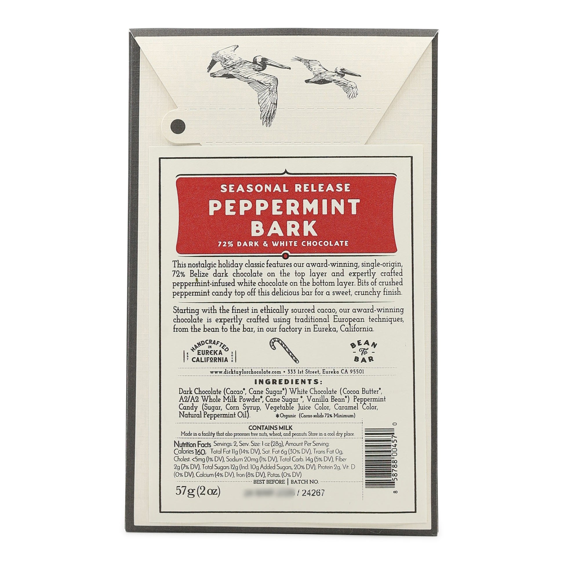 Dick Taylor Dark Chocolate Peppermint Bark with Dark and White Chocolate Bar back