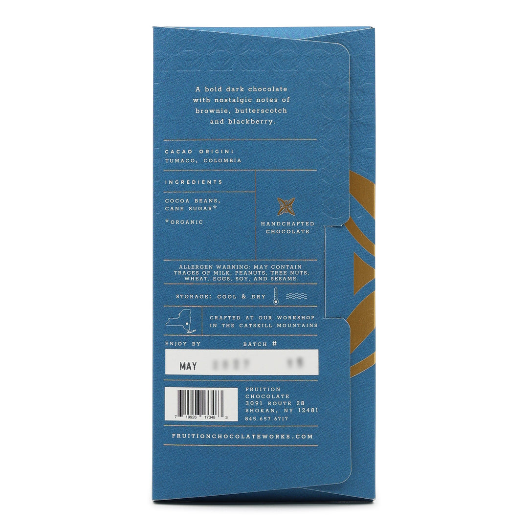 Fruition Colombia Tumaco 85% Dark Chocolate back