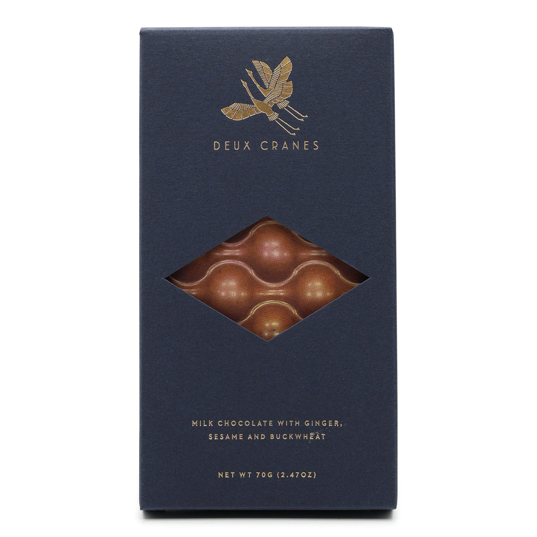 Deux Cranes Milk Chocolate With Ginger, Sesame, and Buckwheat