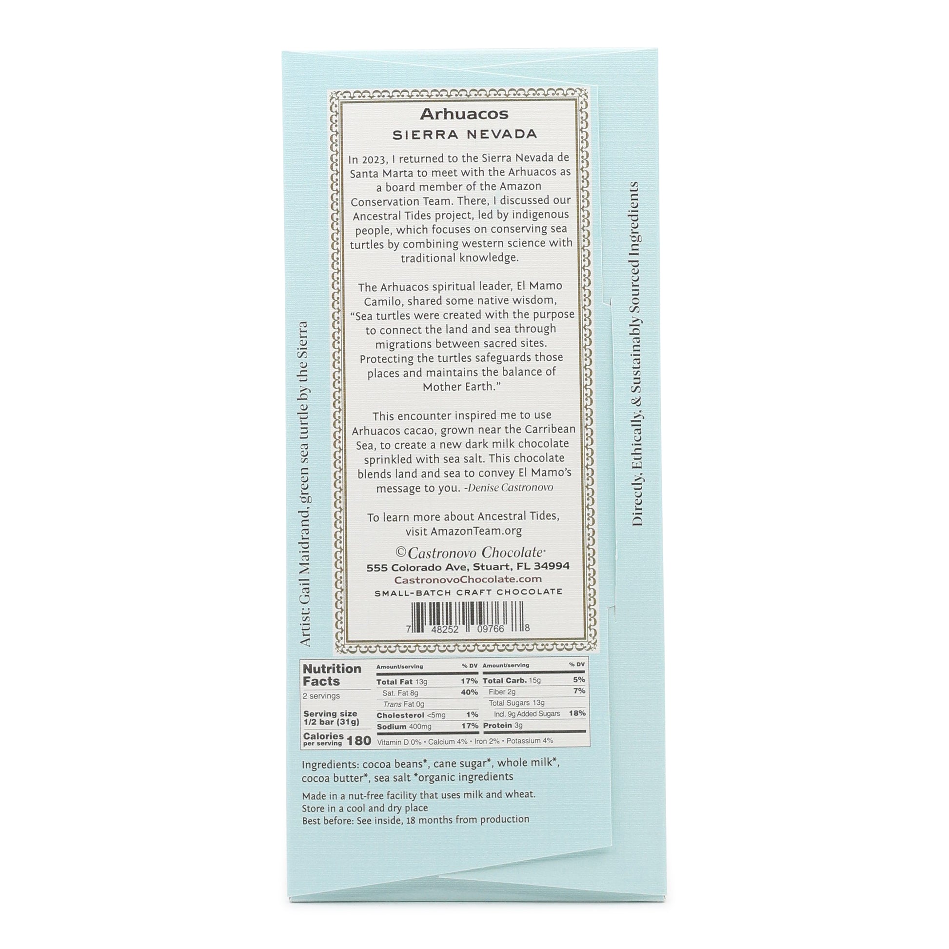 Castronovo Arhuacos Dark Milk Chocolate with Sea Salt back