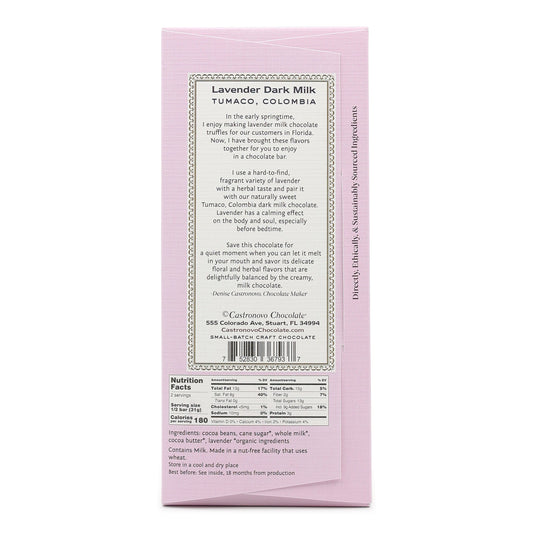 Castronovo 60% Dark Milk with Lavender back