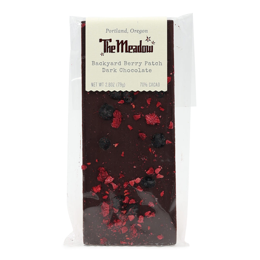 The Meadow Backyard Berry Patch Dark Chocolate with Raspberries and Blueberries