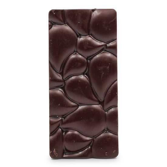 Crow & Moss 68% Dark Chocolate with Passion Fruit and Sesame unwrapped