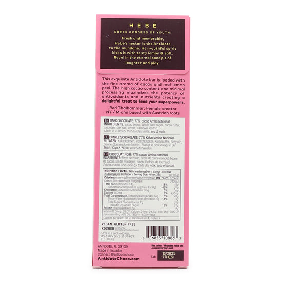 Antidote Dark Chocolate with Rose and Lemon back