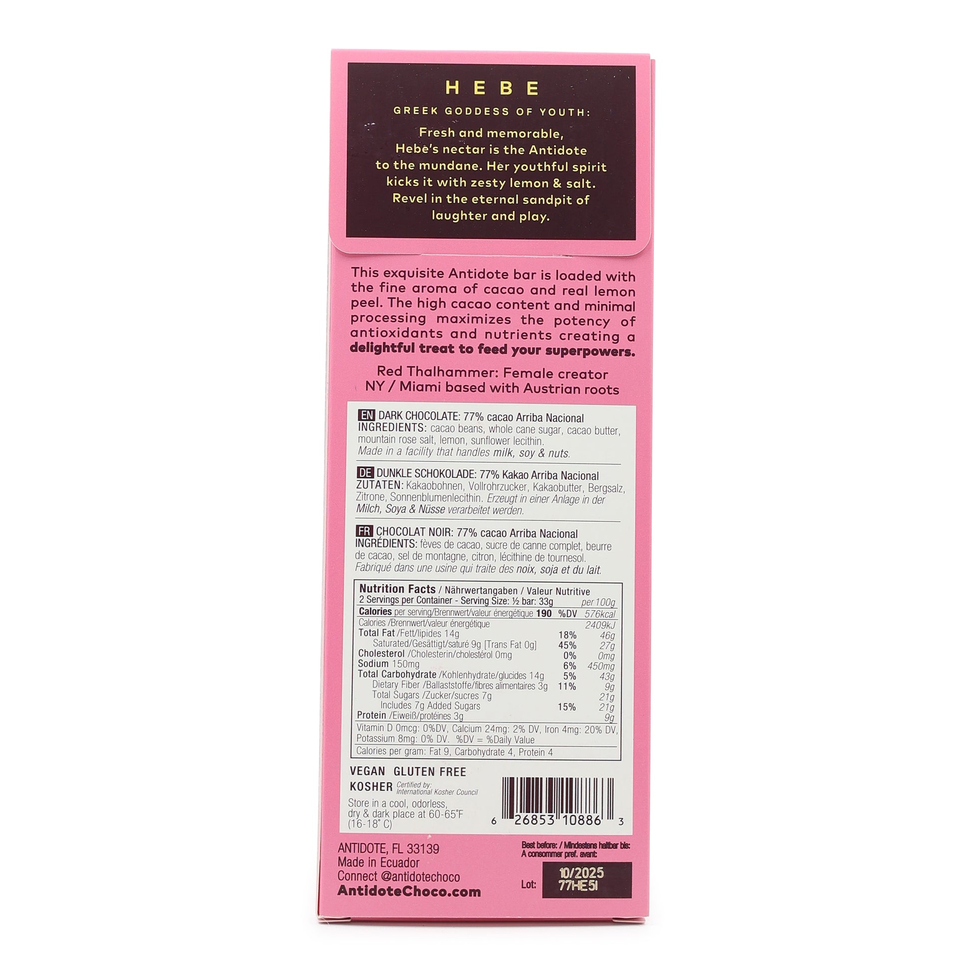 Antidote Dark Chocolate with Rose and Lemon back