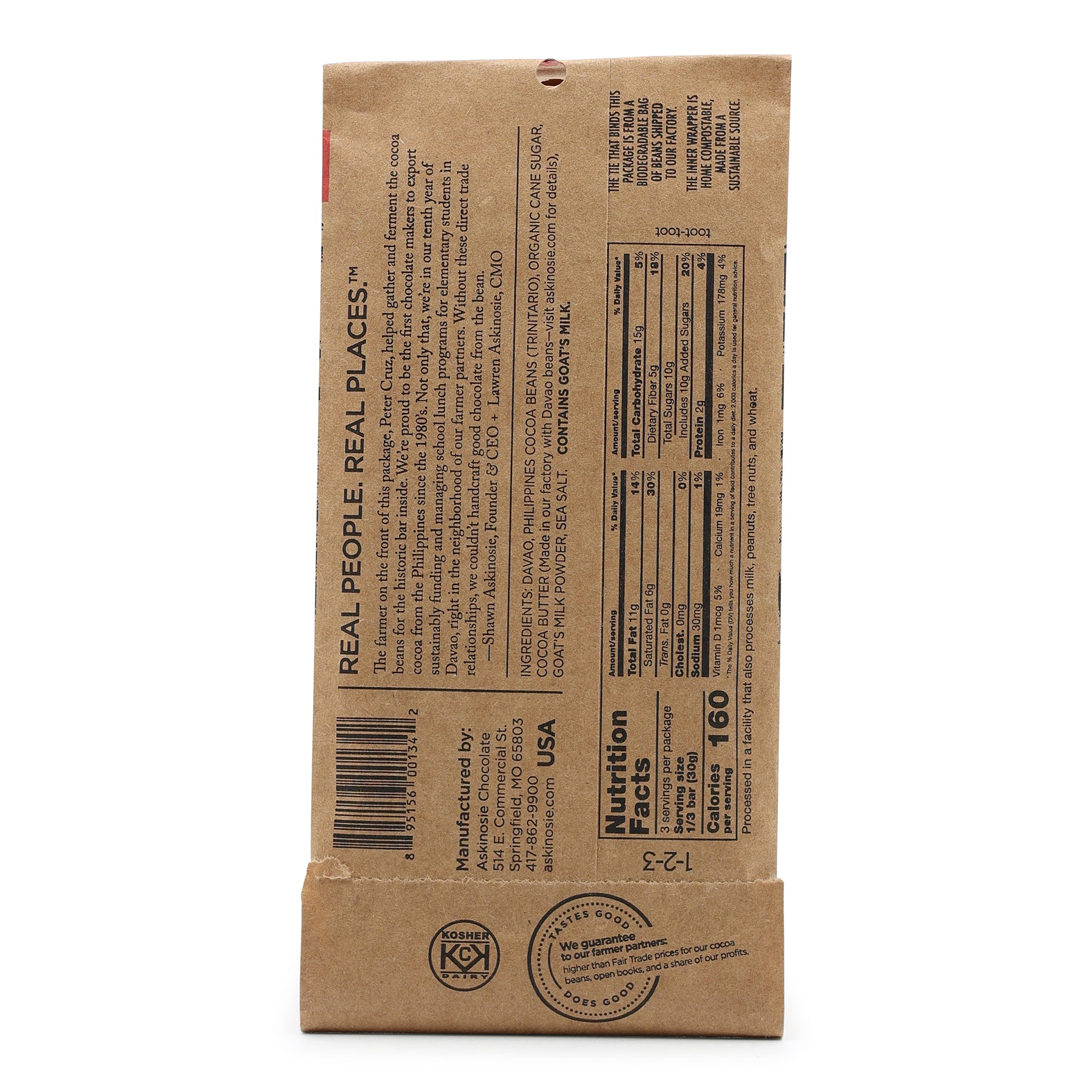 Askinosie Davao 62% Dark Milk Chocolate with Salt back