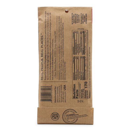 Askinosie 52%  Dark Chocolate with Pineapple and Strawberry back