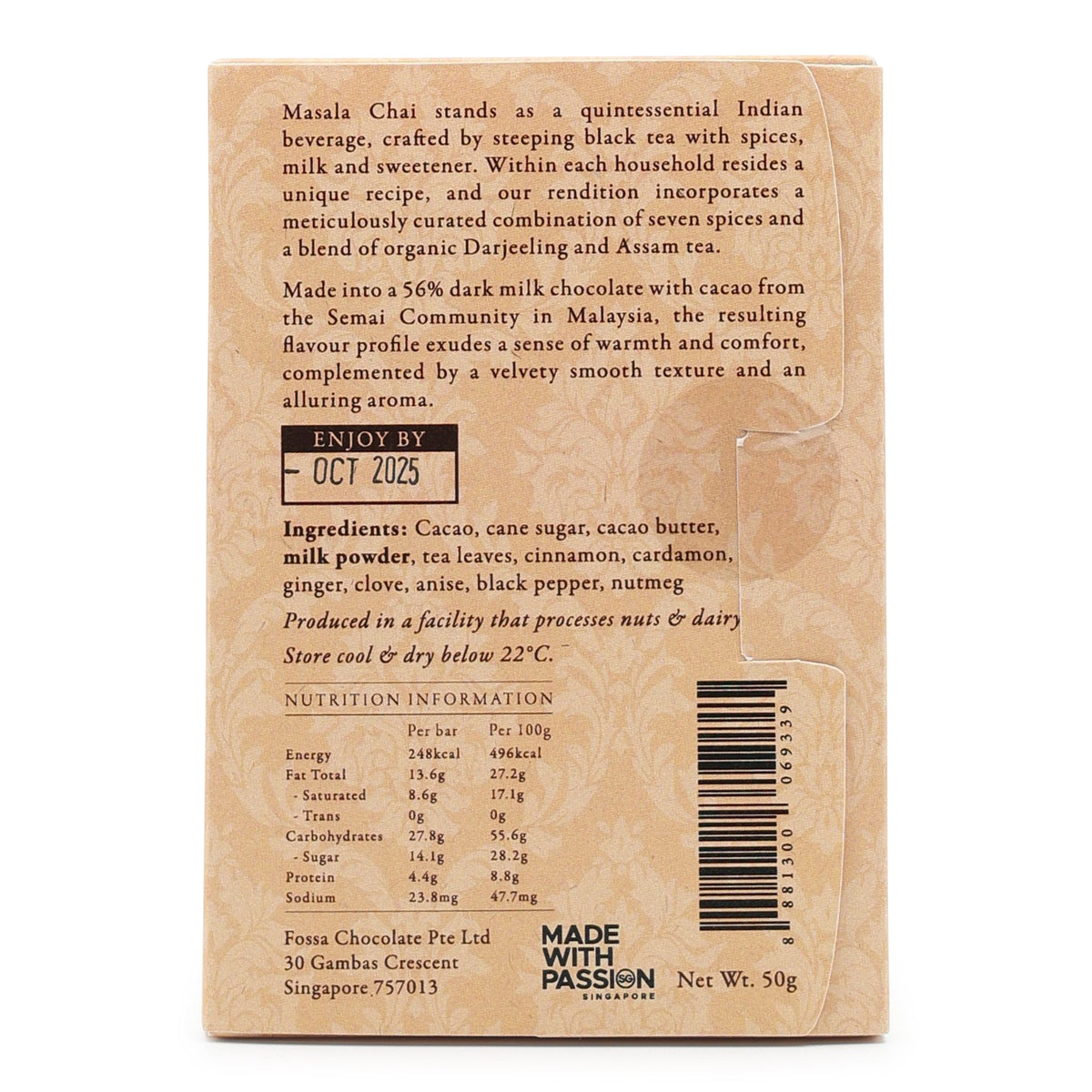 Fossa Masala Chai Milk Chocolate back
