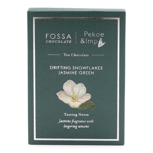 Fossa Drifting Snowflakes Jasmine Green Tea Dark Milk Chocolate