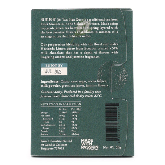 Fossa Drifting Snowflakes Jasmine Green Tea Dark Milk Chocolate back