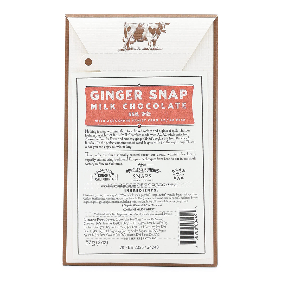 Dick Taylor 55% Ginger Snap Milk Chocolate back