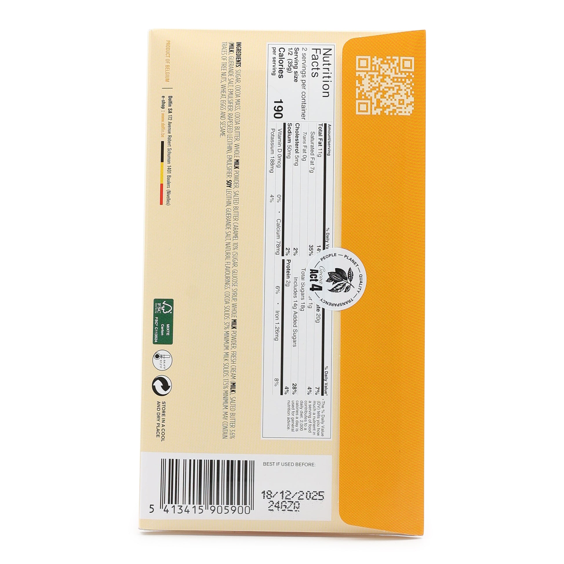 Dolfin Milk Chocolate with Salted Butter Caramel back