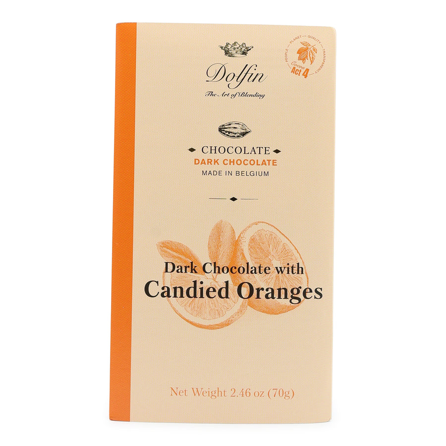 Dolfin 52% Dark Chocolate with Candied Orange Peel